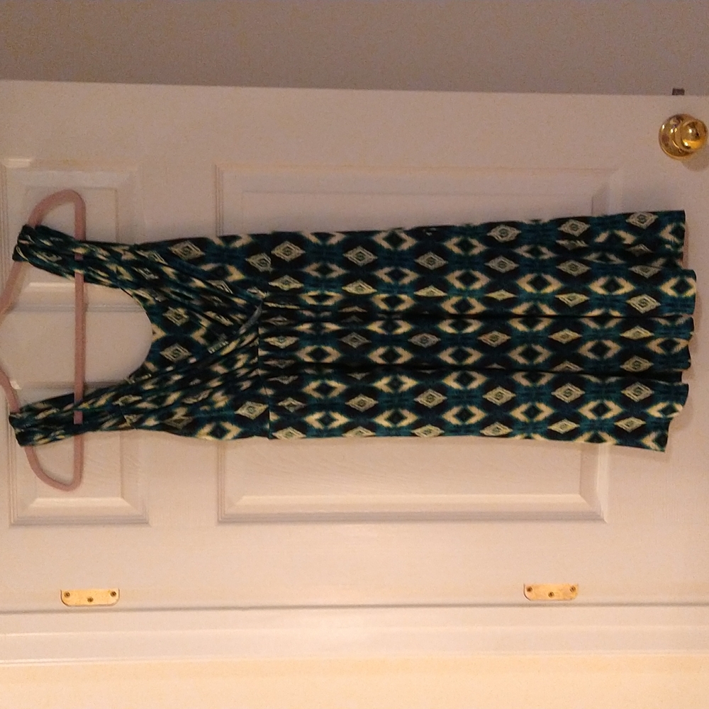 SOMA Sun Dress Medium Blue-green Black Cream
